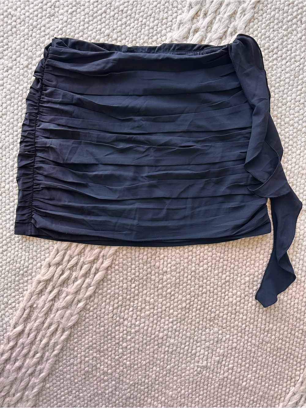 Abercrombie & Fitch Black Pleated Mini Skirt with Side Tie
